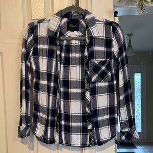 Rails navy and white button down plaid flannel.